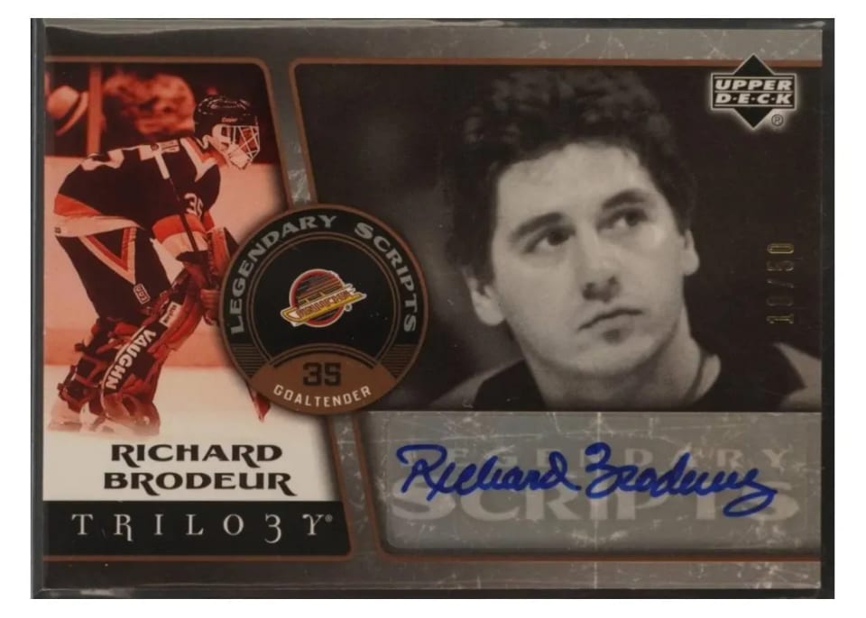 2006 Upper Deck Trilogy Legendary Scripts Richard Brodeur #LS-BR card