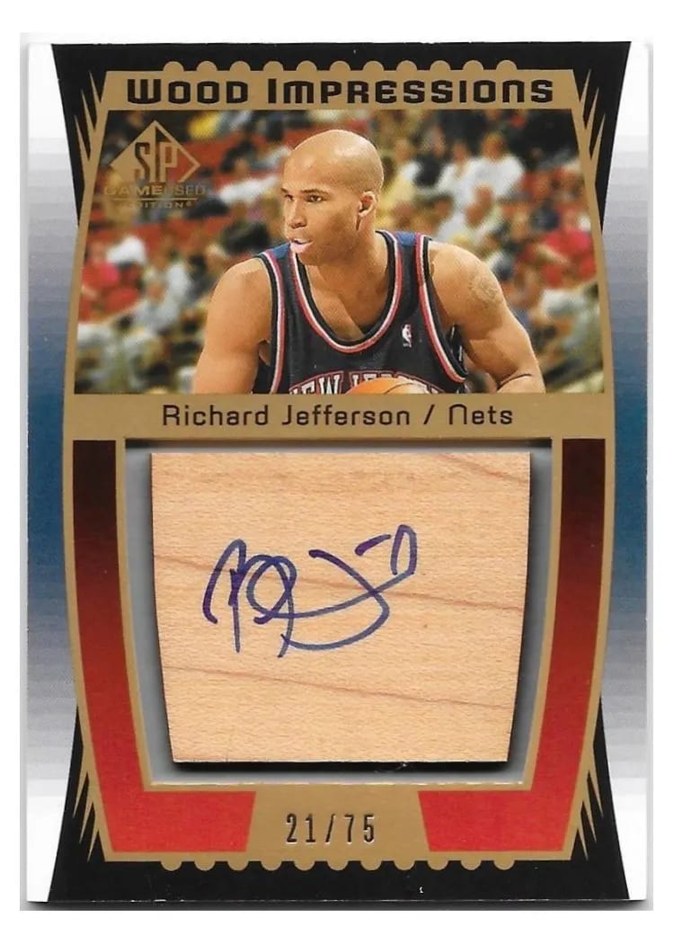 2004 SP Game Used Wood Impressions Autographs Richard Jefferson #WI-RJ card