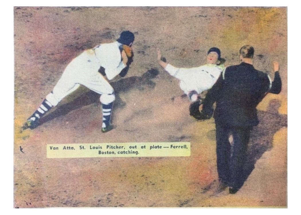 1936 R312 Rick Ferrell, Russ Van Atta card