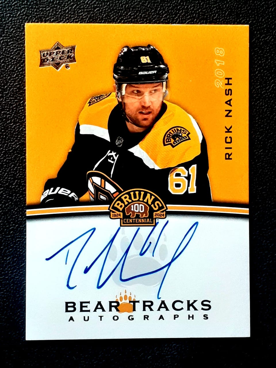 2023-24 Upper Deck Boston Bruins Centennial Bear Tracks Autographs Rick Nash #BT-RN card