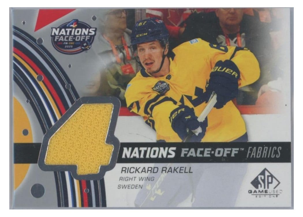 2025-26 SP Game Used 2025 4 Nations Face-Off Fabrics Rickard Rakell #4N-RR card