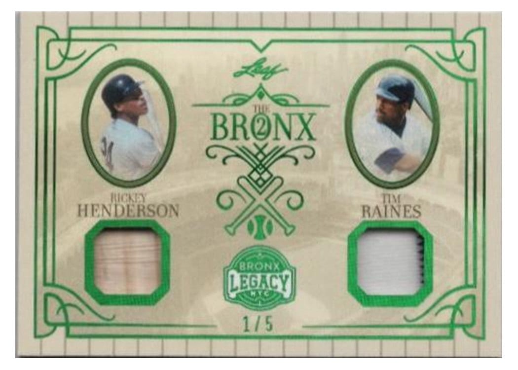 2025 Leaf Bronx Legacy The Bronx 2 Rickey Henderson / Tim Raines #B2-15 card