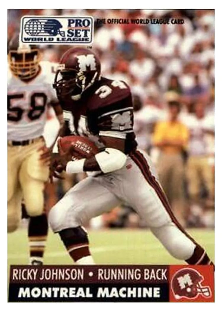 1991 Pro Set Wlaf Ricky Johnson #89 card