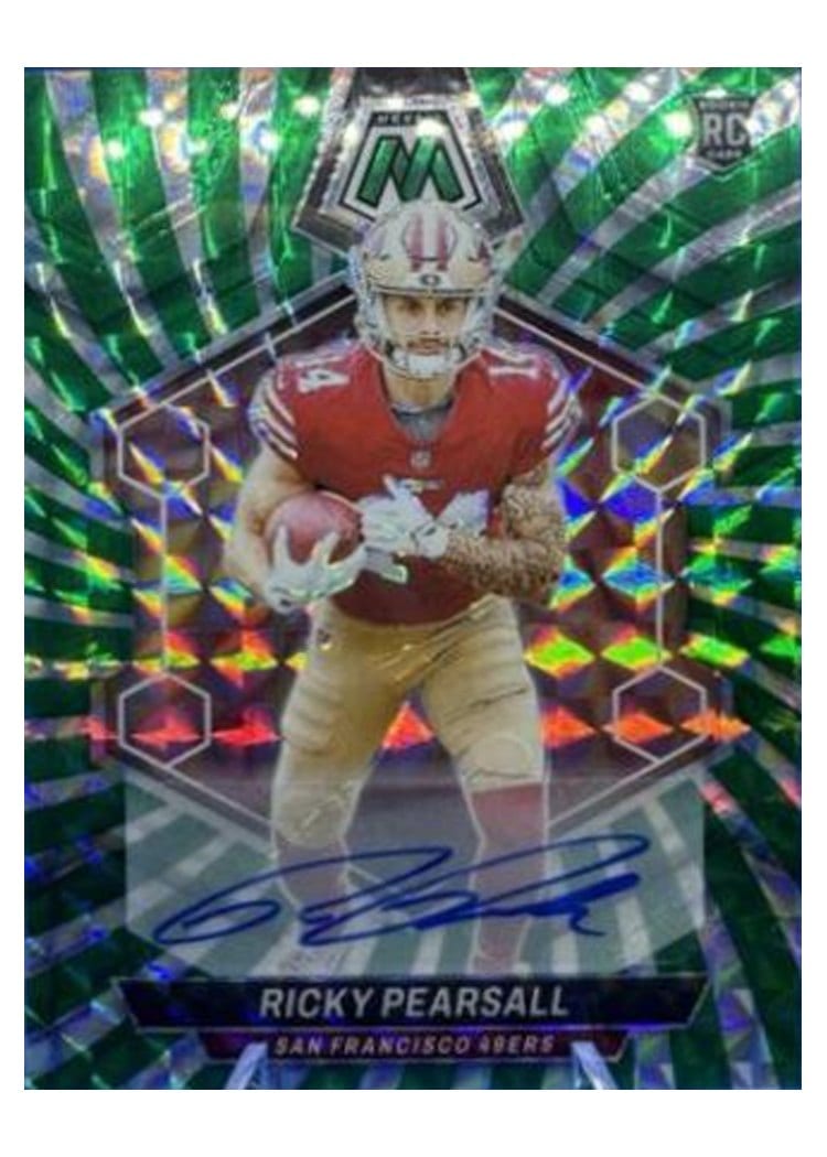 2024 Panini Mosaic Base Set Ricky Pearsall Autograph Green Swirl #331 card