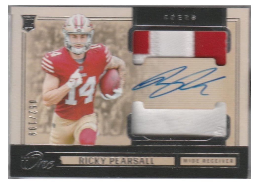 2024 Panini One Rookie Dual Patch Autographs Ricky Pearsall #38 card