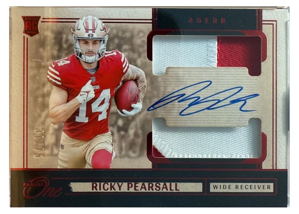 2024 Panini One Rookie Dual Patch Autographs Ricky Pearsall #38 card