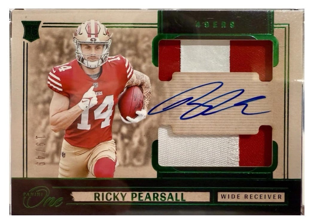 2024 Panini One Rookie Dual Patch Autographs Ricky Pearsall #38 card