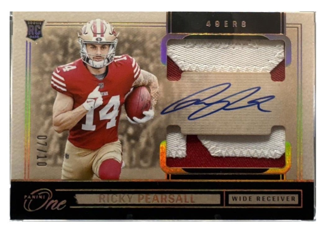 2024 Panini One Rookie Dual Patch Autographs Ricky Pearsall #38 card