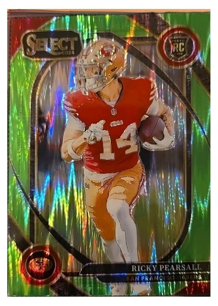 2024 Panini Select Base Set Ricky Pearsall Neon Green Prizm Shock #285 card
