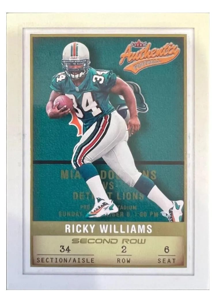 2002 Fleer Authentix Ricky Williams #45 card