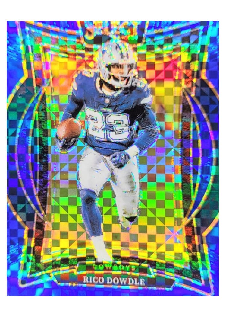 2024 Panini Select Base Set Rico Dowdle Blue Prizm #90 card