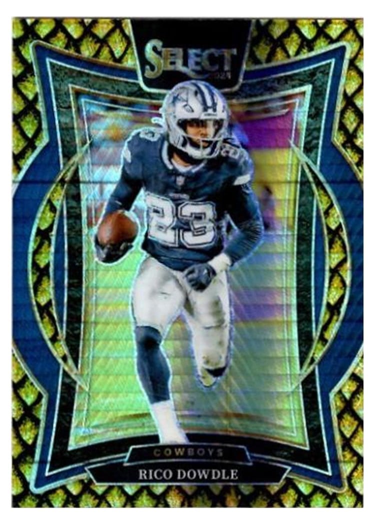 2024 Panini Select Base Set Rico Dowdle Gold Dragon Scale Prizm #90 card