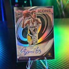 2021-22 Panini Spectra Icons Autographs Rik Smits #IA-RIK card