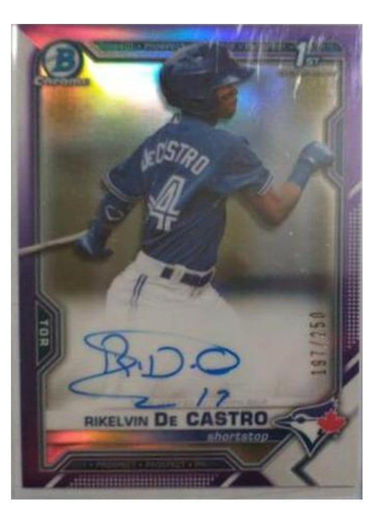 2021 Bowman Chrome Prospect Autographs Rikelvin De Castro Purple Refractor #CPA-RDCA