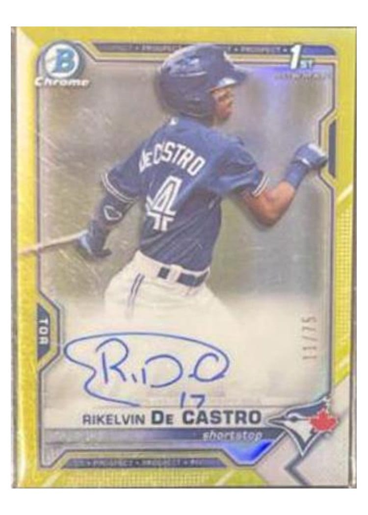 2021 Bowman Chrome Prospect Autographs Rikelvin De Castro Yellow Refractor #CPA-RDCA
