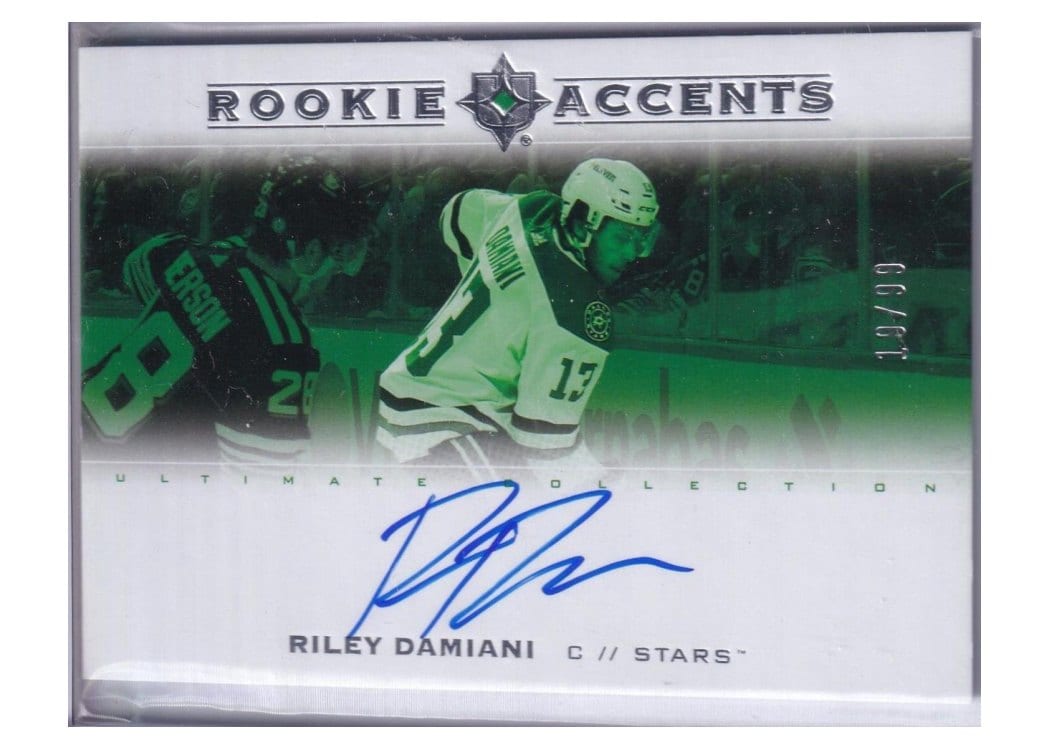 2021-22 Upper Deck Ultimate Collection Rookie Accents Riley Damiani #RA-RD card