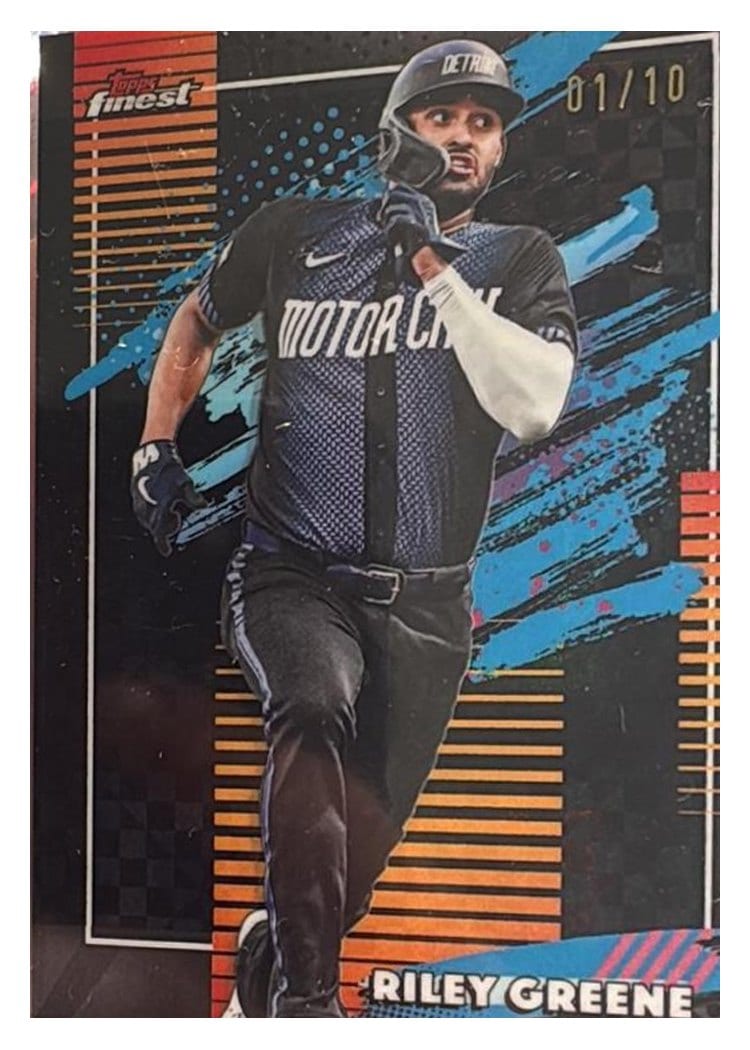 2026 Topps Finest Riley Greene Black X-Fractor #108 card