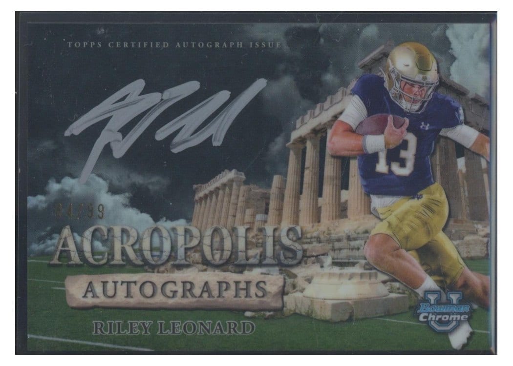 2024 Bowman University Chrome Acropolis Autographs Set Riley Leonard #AA-RL card