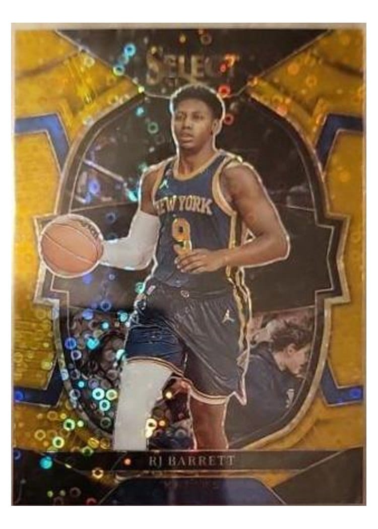 2022-23 Panini Select Base Set RJ Barrett Gold Disco Prizm #33 card