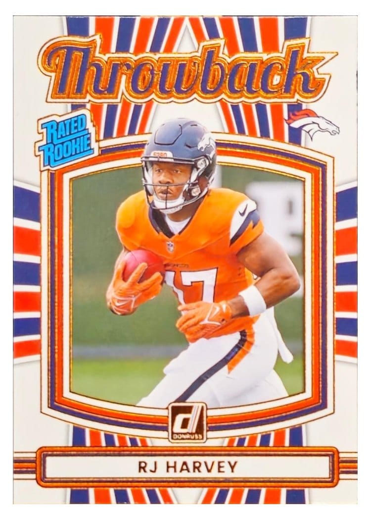 2025 Donruss Rated Rookie Throwback RJ Harvey #16 card