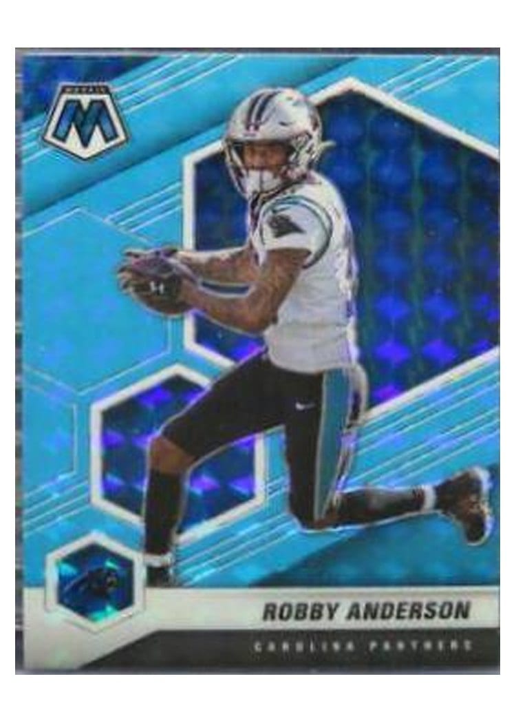 2021 Panini Mosaic Base Set Robby Anderson Blue Fluorescent #37 card
