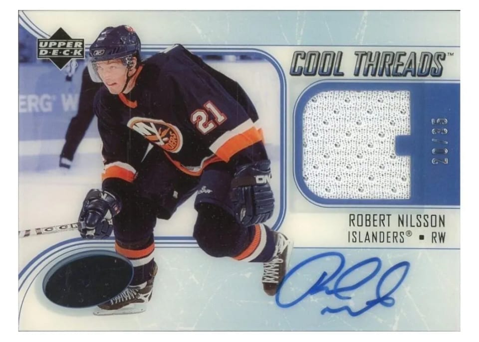 2005 Upper Deck Ice Cool Threads Patch Autograph Robert Nilsson #CAP-NI card