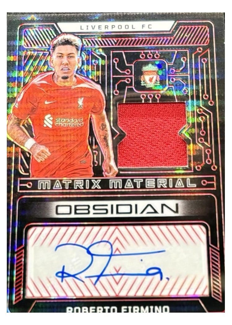 2022 Panini Obsidian Matrix Material Autographs Roberto Firmino #MMA-RFO card