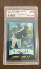 2001 Bowman Chrome Roberto Miniel Refractor Autograph #338 card