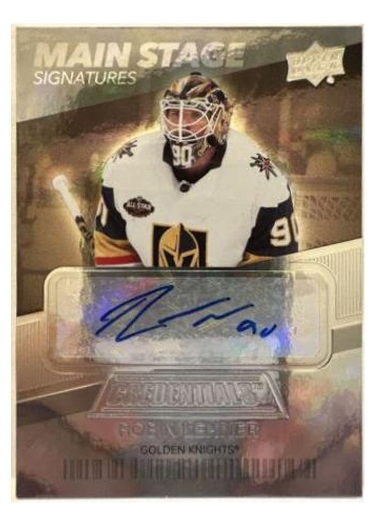 2021-22 Upper Deck Credentials Main Stage Signatures Robin Lehner #BTS-RL card