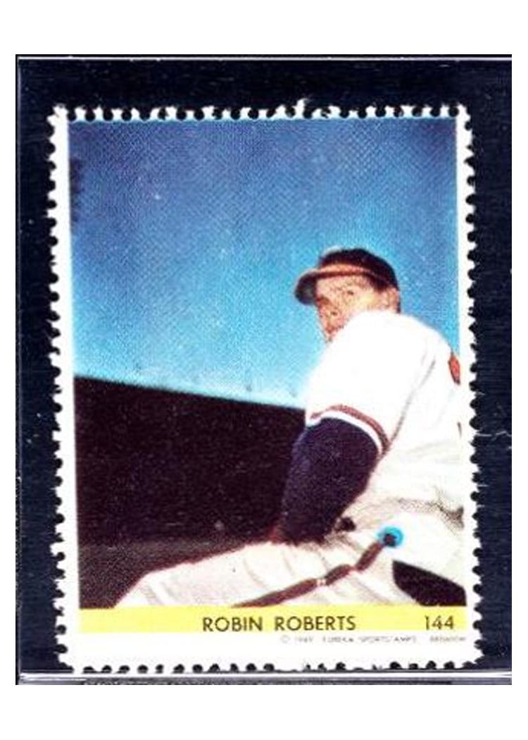 1949 Eureka Sportstamps Robin Roberts #144 card