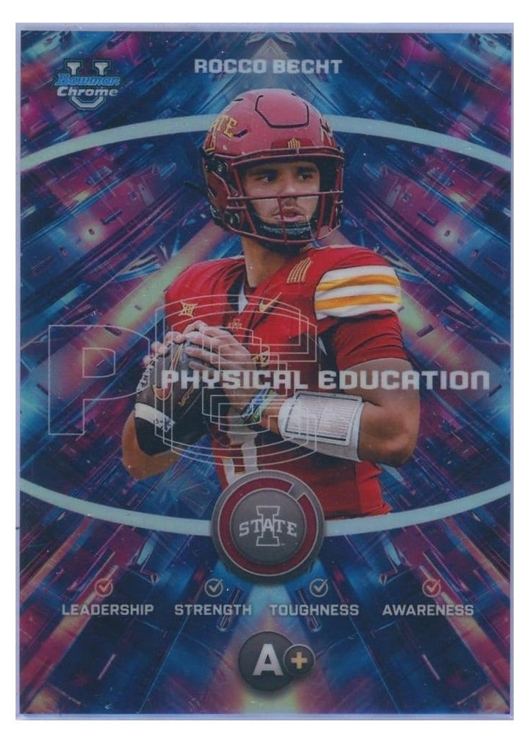 2025 Bowman University Chrome Physical Education Refractor Rocco Becht #PE-9 card