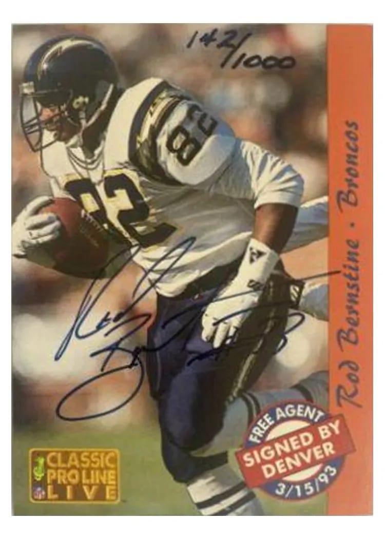 1993 Pro Line Live Autographs Rod Bernstine card