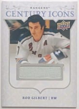 2025-26 Upper Deck New York Rangers Centennial Century Icon Relics Rod Gilbert #CI-RG card