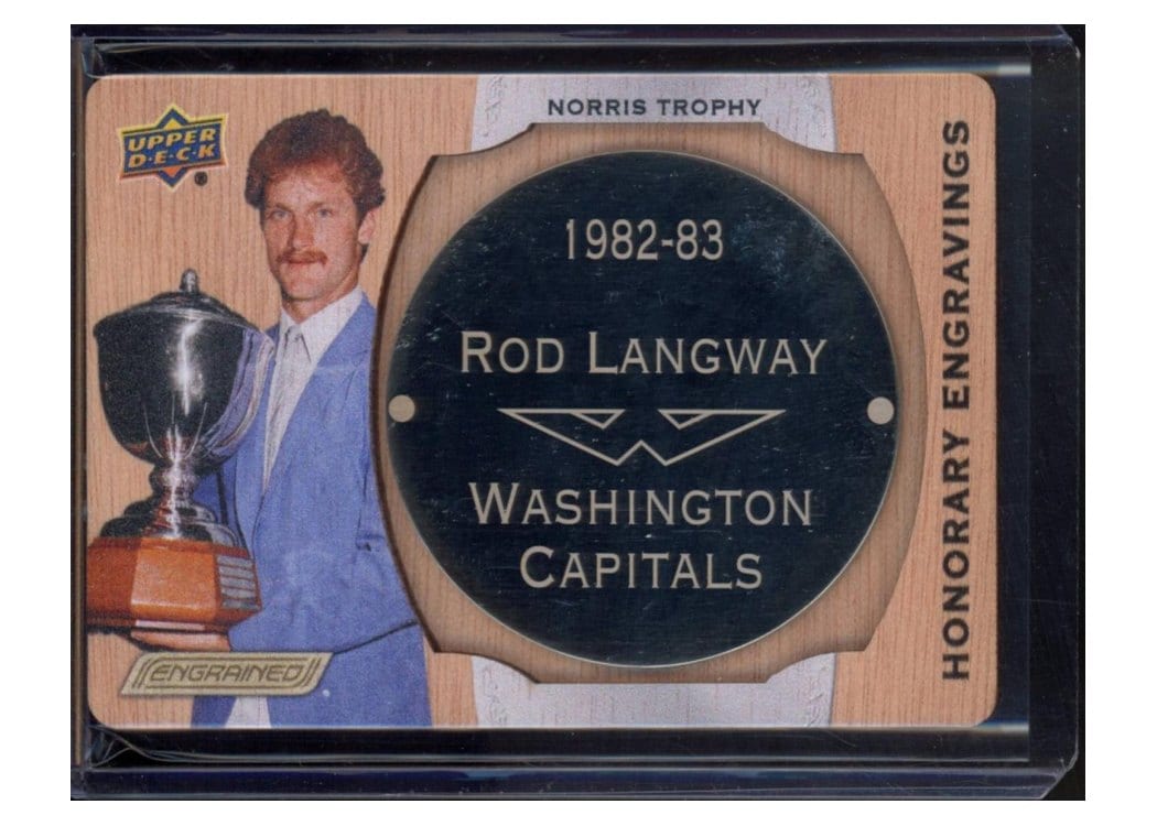 2023-24 Upper Deck Engrained Honorary Engravings Manufactured Nameplate Rod Langway #HE-NO83 card