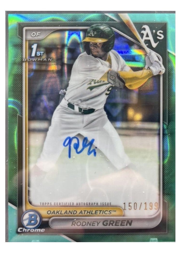 2024 Bowman Draft Chrome Prospect Autographs Rodney Green Aqua Lava Refractor #CPA-RG card
