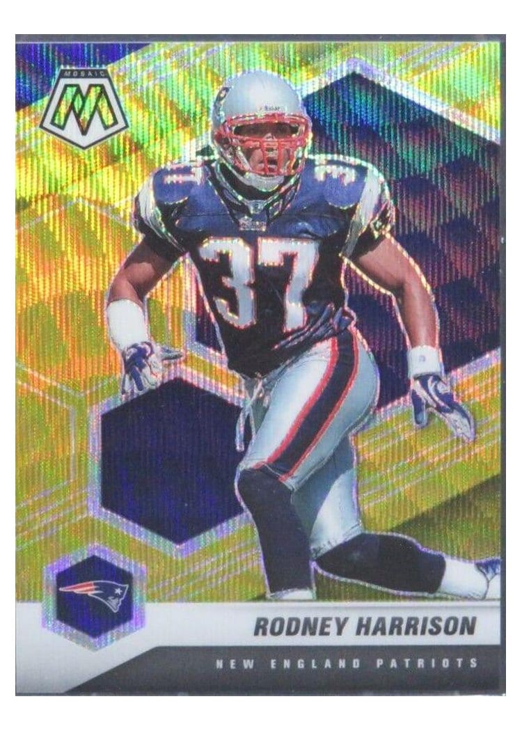 2021 Panini Mosaic Base Set Rodney Harrison Gold Wave Mosaic #136 card