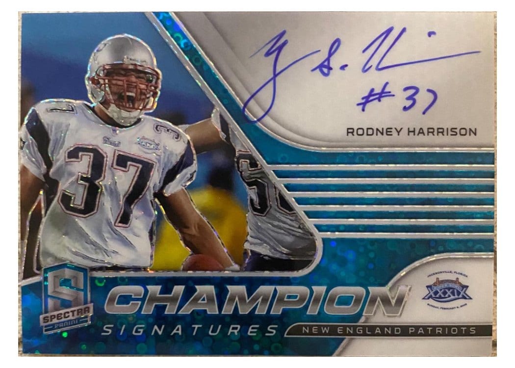 2021 Panini Spectra Champion Signatures Rodney Harrison #CS-RH card