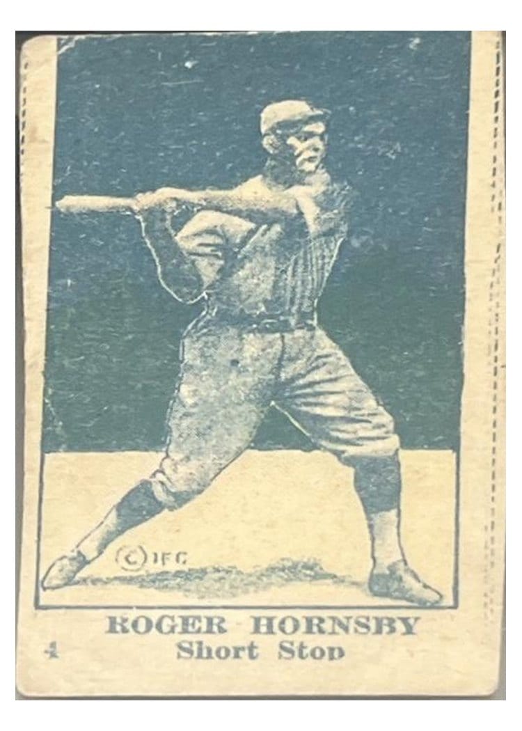 1921 W516 2 2 Roger Hornsby Rogers Hand Cut #4 card