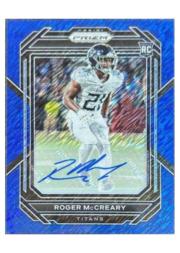2022 Panini Prizm Base Set Roger McCreary Autograph Blue Shimmer #382 card