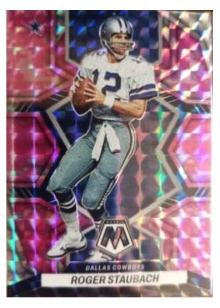 2022 Panini Mosaic Base Set Roger Staubach Pink Swirl #57 card
