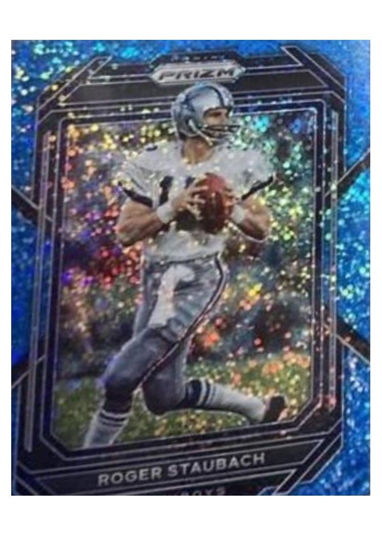 2022 Panini Prizm Base Set Roger Staubach Blue Sparkle #84 card