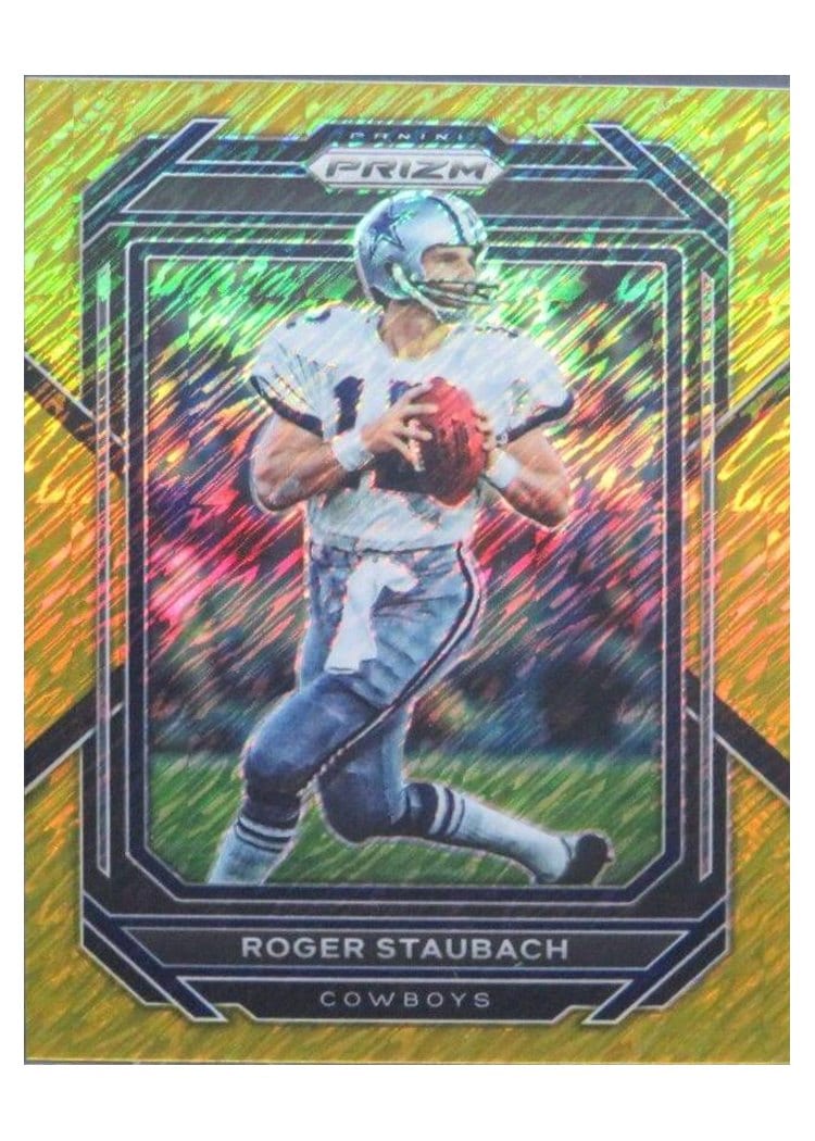 2022 Panini Prizm Base Set Roger Staubach Gold Shimmer #84 card