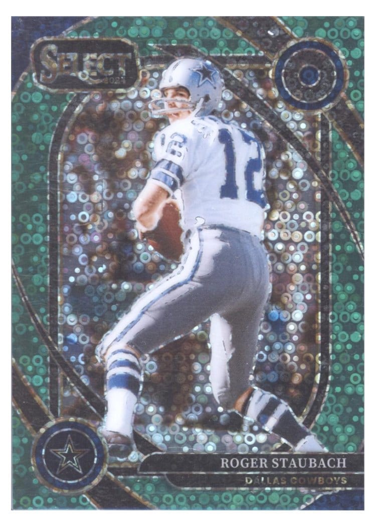 2024 Panini Select Base Set Roger Staubach Green Disco Prizm #290 card