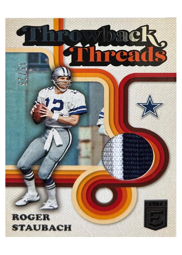 2024 Donruss Elite Throwback Threads Doubles Roger Staubach / Drew Pearson #TTD-DAL card