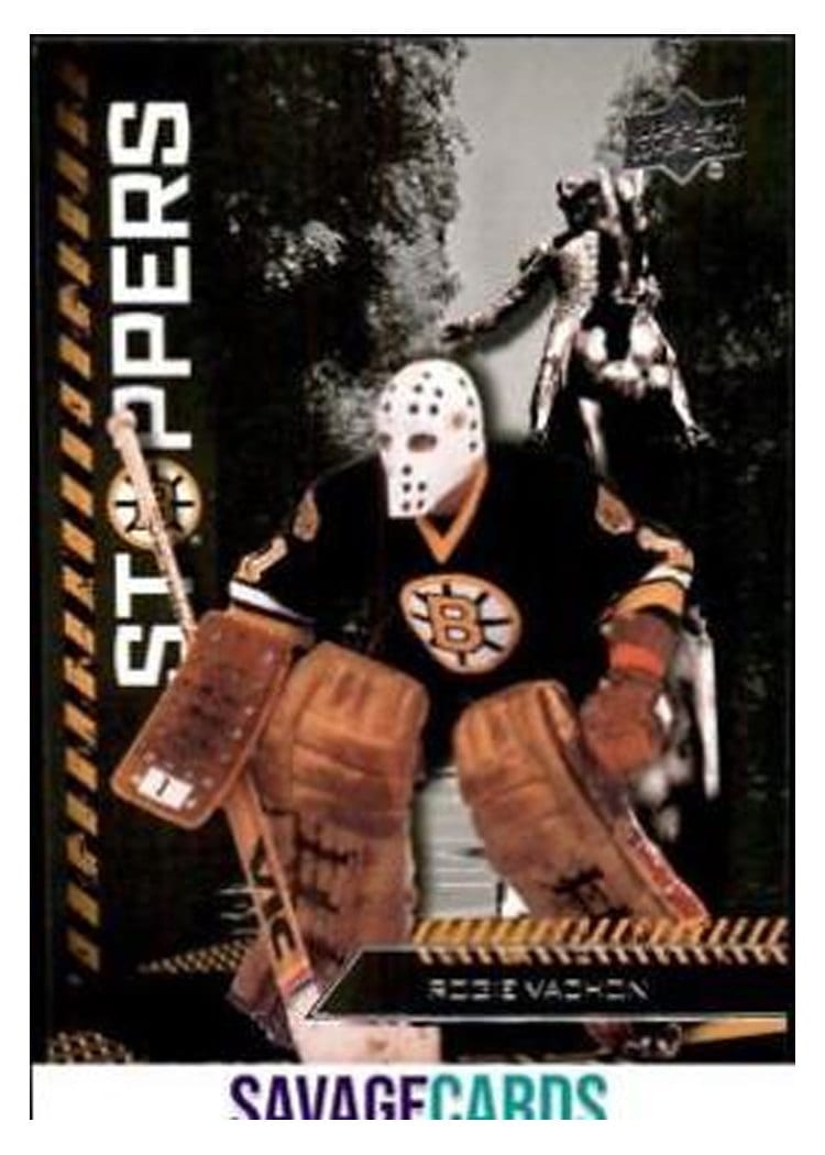 2023-24 Upper Deck Boston Bruins Centennial Stoppers Rogie Vachon #ST-3 card