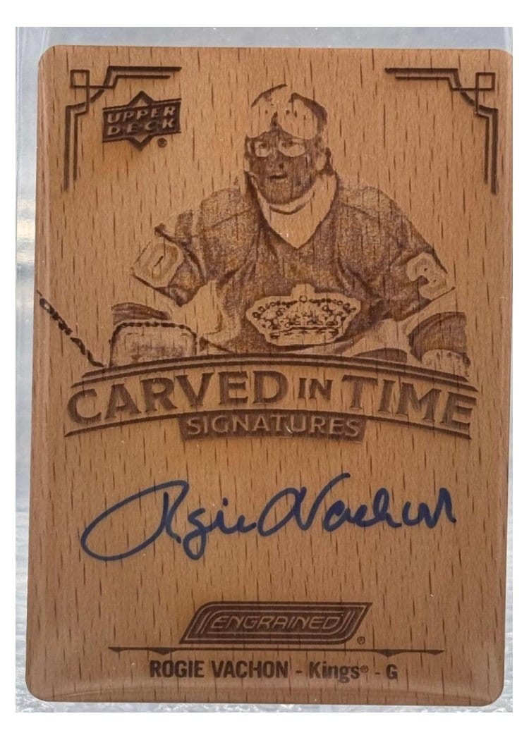 2023-24 Upper Deck Engrained Carved in Time Manufactured Wood Signatures Rogie Vachon #CT-25 card