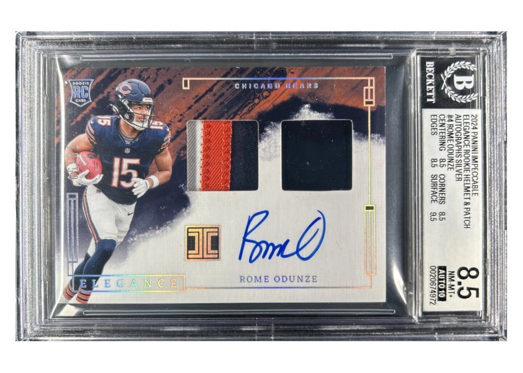 2024 Panini Impeccable Elegance Rookie Helmet and Patch Autos Rome Odunze #4 card