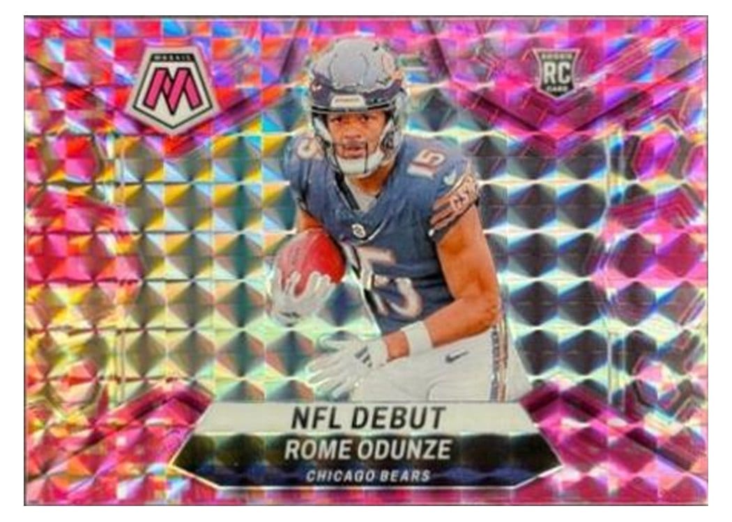 2024 Panini Mosaic Base Set Rome Odunze Camo Pink #281 card