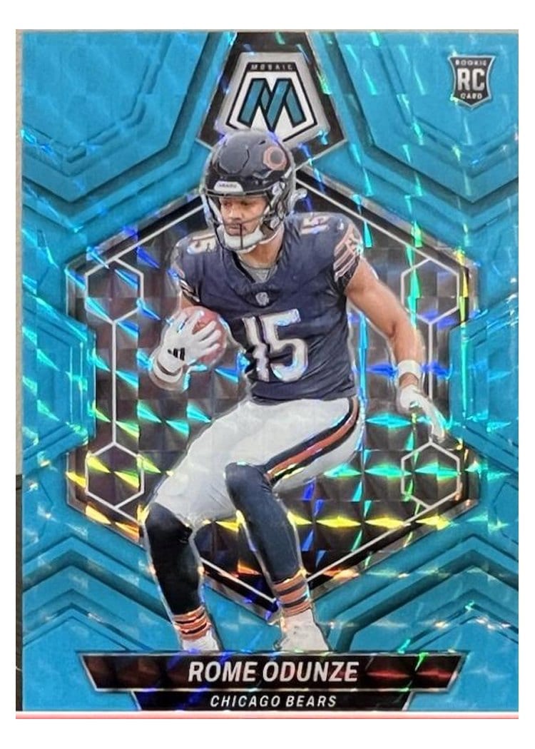 2024 Panini Mosaic Base Set Rome Odunze Blue Fluorescent #309 card