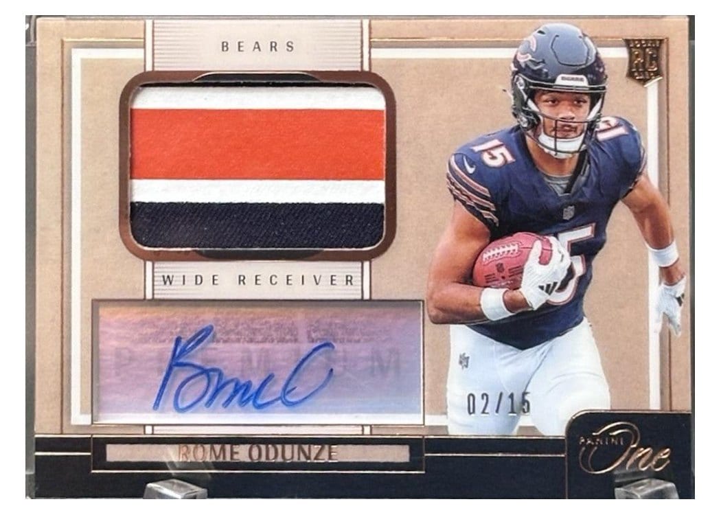 2024 Panini One Premium Rookie Patch Autographs Rome Odunze #104 card